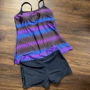 Tankini Bathing Suit for Women Swim Suit Modest Swimsuits Slimming Top Purple